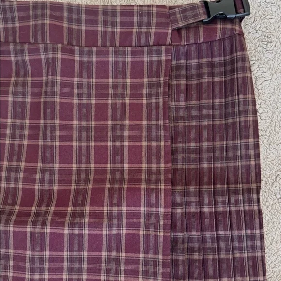 Wild Fable Plaid A-Line Skirt in Burgundy - Picture 2 of 4